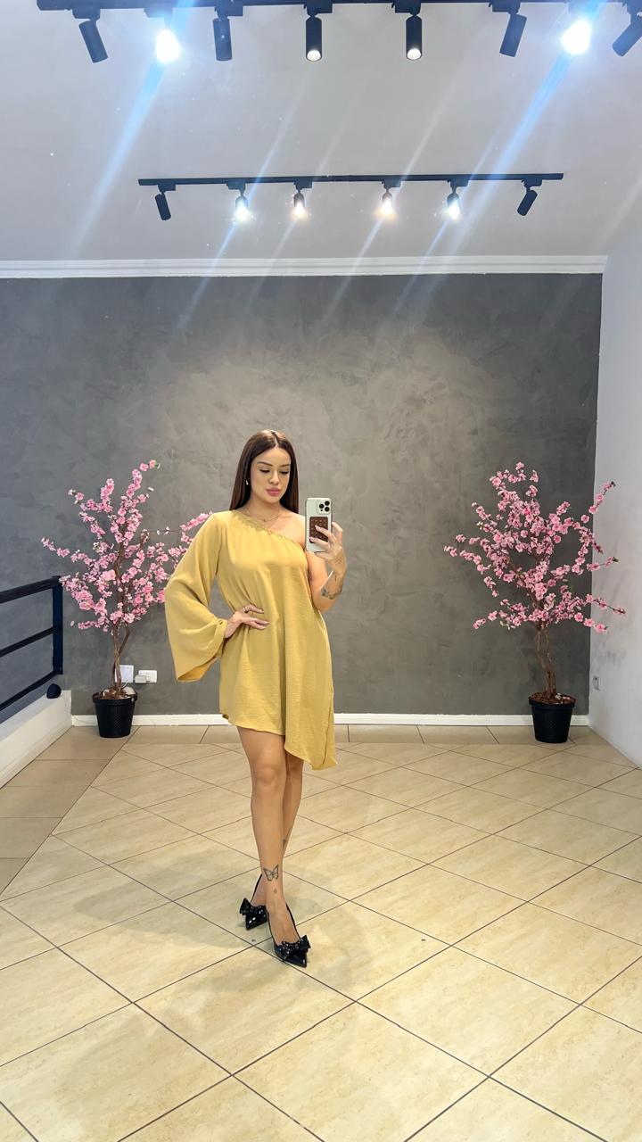 Vestido Curto Mula Assimetrico