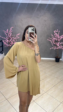 Vestido Curto Mula Assimetrico