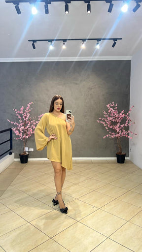 Vestido Curto Mula Assimetrico