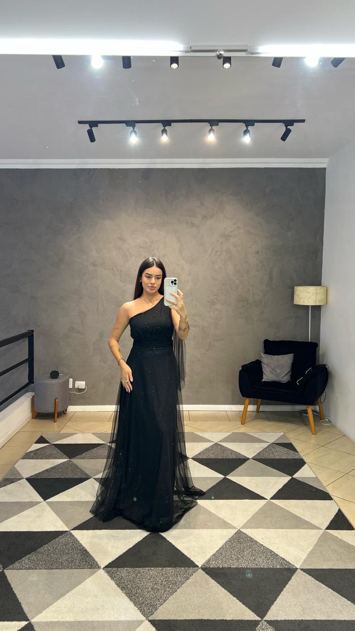 Vestido Festa Flor No Ombro