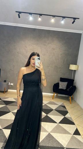 Vestido Festa Flor No Ombro