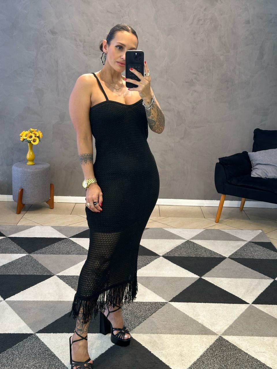 Vestido Tricô Midi Rede